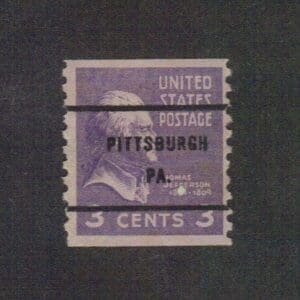 Scott# 851 "JEFFERSON PRIXIE" USED COIL, PITTSBURGH PA. PRECANCEL