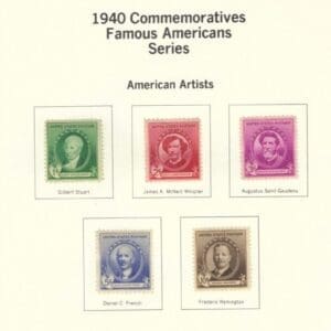 Scott# 884-888 "FAMOUS AMERICANS - ARTISTS"  SET (5) MNH