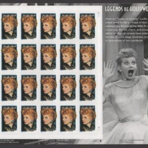 Scott# 3523 "LUCILLE BALL" INTACT S/A SHEET (20) WITH HEADER, MNH
