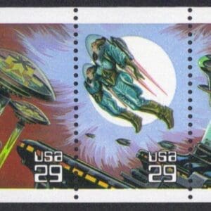 Scott# 2741-45a "SPACE FANTASY" MNH UNFOLDED BOOKLET PANE (5) +PLATE#