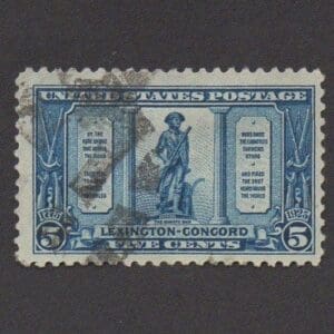 Scott# 619 "LEXINGTON CONCORD" USED WITH GEOMETRIC BAR CANCEL