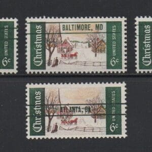 Scott# 1384a CHRISTMAS EXPERIMENTAL PRECANCEL SET FROM ALL 4 CITIES, MNH