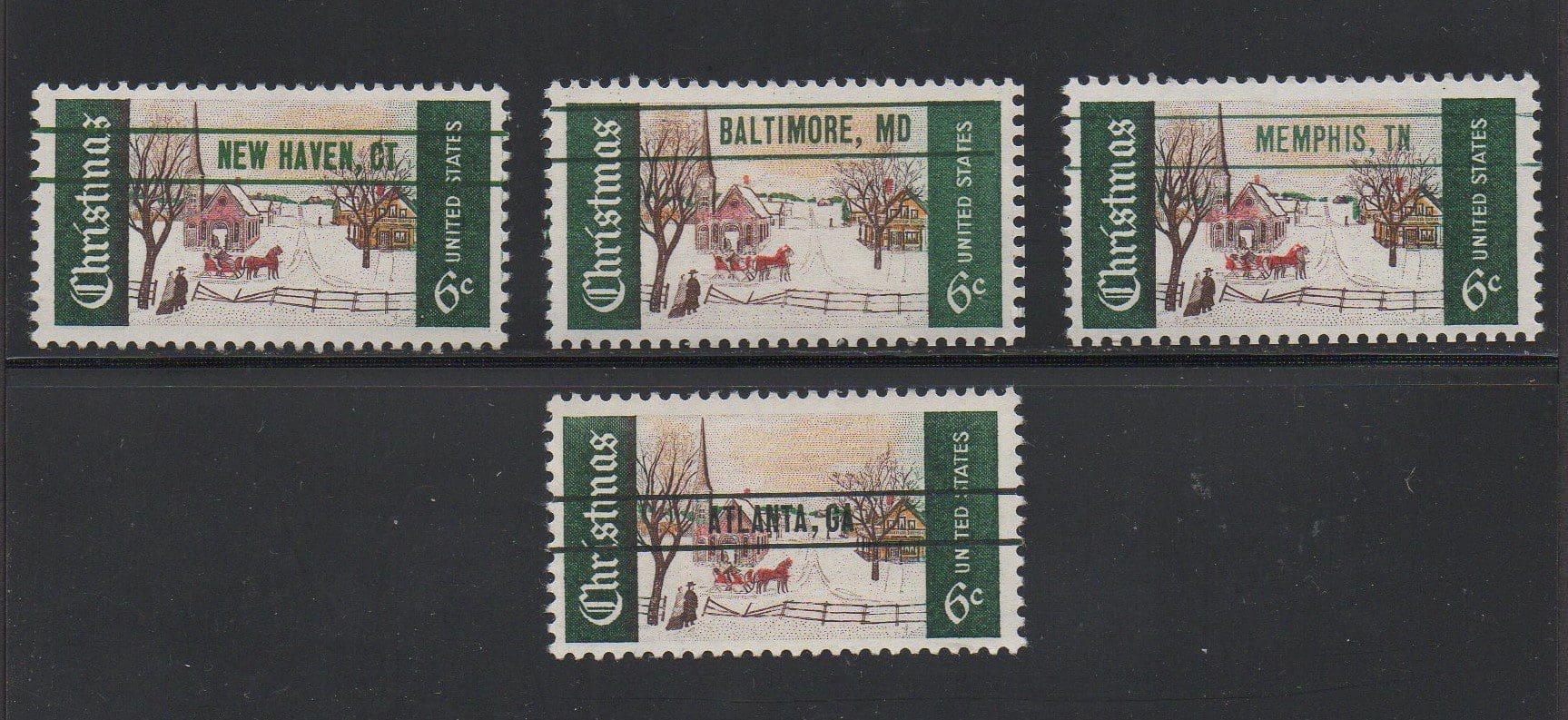 Scott# 1384a CHRISTMAS EXPERIMENTAL PRECANCEL SET FROM ALL 4 CITIES, MNH