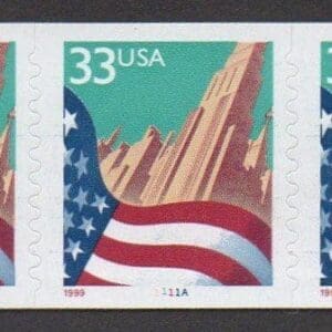Scott# 3281 "FLAG OVER CITY" LARGE 1999 DATE PNC (5) #1111A