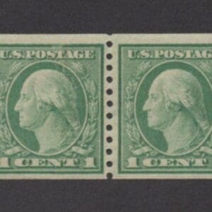Scott# 490 "WASHINGTON" MNH VERTICAL COIL PAIR, NICELY CENTERED