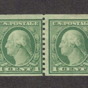 Scott# 490 "WASHINGTON" ROTARY PERF 10 VERTICAL COIL PAIR, MINT