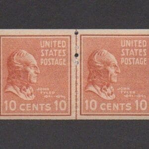 Scott# 847 "JOHN TYLER-PRESIDENTIAL SERIES" COIL LINE PAIR, MNH