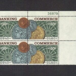 Scott# 1577-78 "BANKING & COMMERCE" PLATE BLOCK (4) MNH