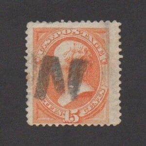 Scott# 163 "WEBSTER" USED WITH LETTER N CANCEL, NICE MARGINS