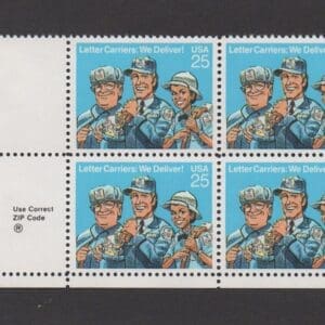Scott# 2420 "LETTER CARRIERS" ZIP BLOCK(4) MNH, NICELY CENTERED