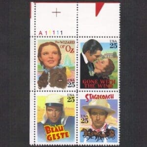 Scott# 2445-48 "CLASSIC FILM STARS" PLATE BLOCK (4) MINT