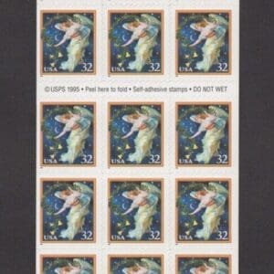 Scott# 3012a MIDNIGHT ANGEL BOOKLET PANE OF (20) UNFOLDED