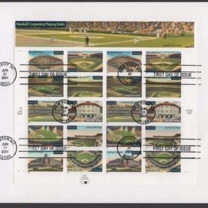 Scott# 3510 "BASEBALL PLAYING FIELDS" W/FOUR CITIES FIRST DAY CANCELS