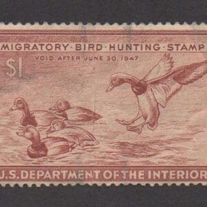 Scott# RW13 "DUCK STAMP" 1946 "REDHEAD DUCKS" USED *SEE DETAILS*