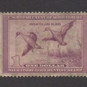 Scott# RW5 "DUCK STAMP" 1939 "PINTAIL DUCKS" USED