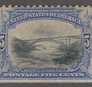 Scott# 297 "PAN AMERICAN - BRIDGE at NIAGARA FALLS" MINT MARGIN SINGLE