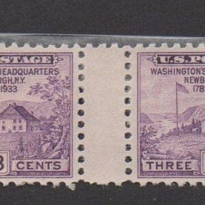Scott# #752 "NEWBURGH" HORIZONTAL FARLEY GUTTER PAIR MNH, NGAI