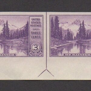 Scott# 758 "NATIONAL PARKS-MIRROR LAKE" BOTTOM CENTER LINE PAIR W/ ARROW, MNH