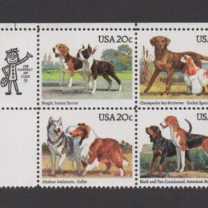 Scott# 2098-2101"DOGS" SE-TENANT ZIP BLOCK (4) MNH, NICELY CENTERED