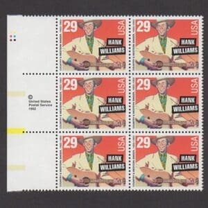 Scott# 2723a HANK WILLIAMS SCARCE PERF 11.2X11.5 COPYRIGHT BLOCK(6)MNH