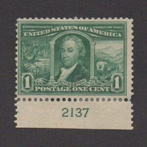 Scott# 323 "LIVINGSTON" LOUISIANA PURCHASE PLATE # SINGLE, MINT
