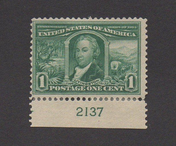 Scott# 323 "LIVINGSTON" LOUISIANA PURCHASE PLATE # SINGLE, MINT