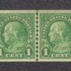 Scott# 597 "FRANKLIN" MNH COIL LINE PAIR, VERY NICELY CENTERED,DG