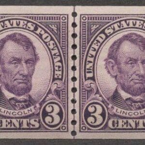 Scott# 600 "LINCOLN" MNH COIL LINE PAIR, VERY WELL CENTERED *CHOICE*