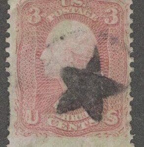 Scott# 65 WASHINGTON USED WITH A FANCY FIVE POINT STAR CANCEL