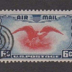 Scott# C23 "AIR MAIL - AMERICAN EAGLE" USED WITH BULLSEYE CANCEL