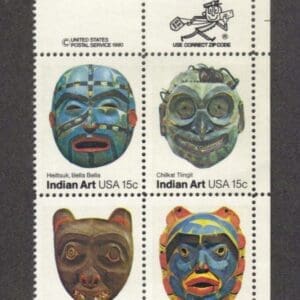 Scott# 1834-37 AMERICAN FOLK ART ZIP BLOCK (4) MNH, NICELY CENTERED