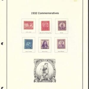 1932 COMMEMORATIVE YEAR SET (6) ISSUES, MNH, NICELY CENTERED