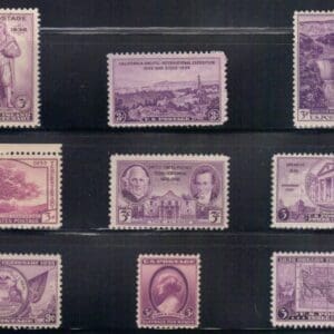 1936 COMMEMORATIVE YEAR SET (9) ISSUES + THE TIPEX SOUVENIR SHEET