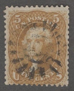 Scott# 67 "JEFFERSON" USED WITH FANCY COGWHEEL CANCEL