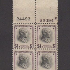 Scott# 832 WOODROW WILSON PLATE BLOCK(4)CENTERLINE, MNH P#24493/22094F
