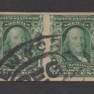Scott# 314 "FRANKLIN" IMPERF PAIR WITH N.Y. REG. DOUBLE OVAL CANCEL