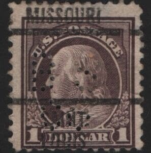 Scott# 518 "FRANKLIN" USED, ST. LOUIS PRECANCEL, B224.5 PERFIN