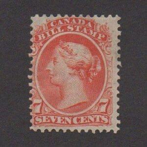 Scott#  FB24 CANADA SECOND BILL ISSUE 7c RED ISSUE of 1865, MINT