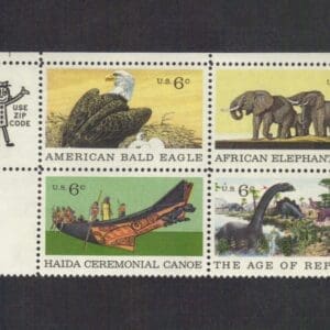 Scott# 1387-90 "NATURAL HISTORY" ZIP BLOCK MNH, NICELY CENTERED