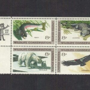 Scott# 1427-30 "WILDLIFE CONSERVATION" ZIP BLOCK (4) MNH