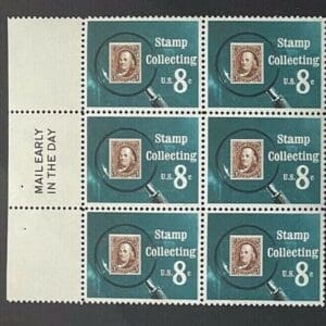Scott# 1474 "STAMP COLLECTING" MAIL EARLY BLOCK (6) MNH, WELL CENTERED