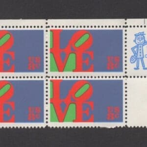 Scott# 1475 "LOVE" ZIP BLOCK (4) NICELY CENTERED