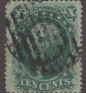 Scott# 35 "WASHINGTON" TYPE V (PLATE II) 7 BAR CIRCULAR GRID CANCEL