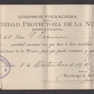 MEXICO REVENUE CIRCA 1891 ON DOCUMENT, GREAT CONDITION FOR 129 YEARS