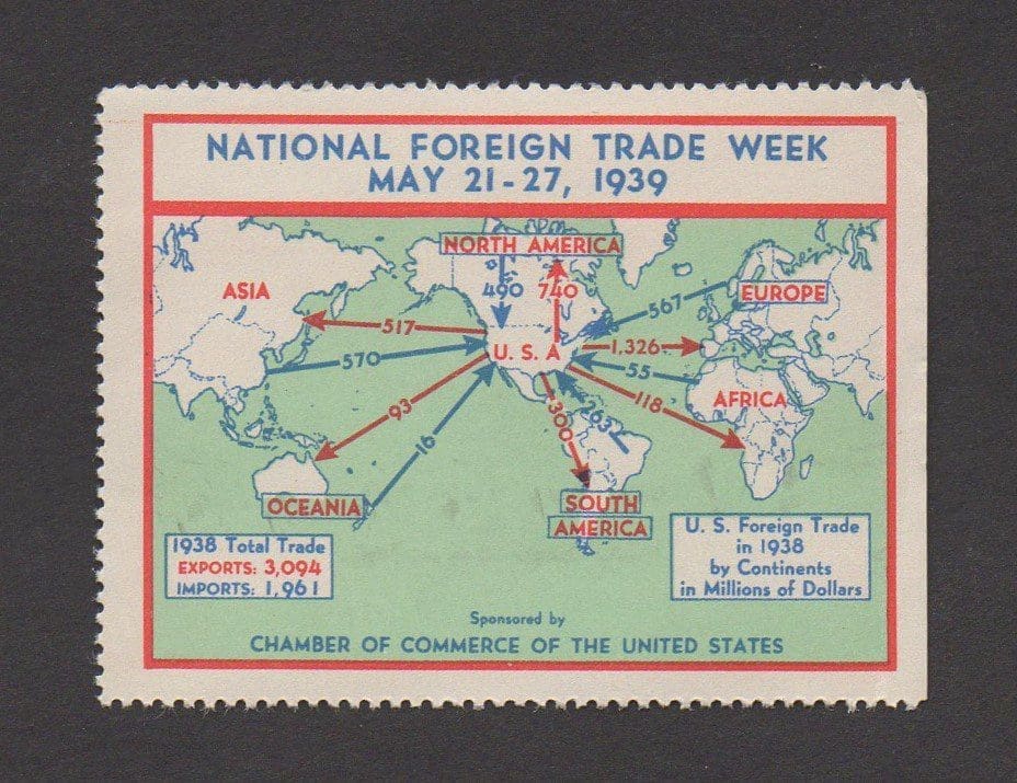 1939 CHAMBER of COMMERCE NATIONAL FOREIGN TRADE WEEK CINDERELLA, MNH