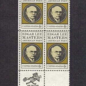 Scott# 1405 "EDGAR LEE MASTERS - POET" ZIP BLOCK (4) MNH