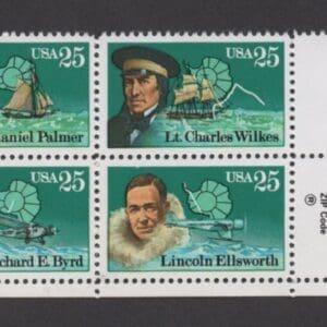 Scott# 2386-89 "ANTARCTIC EXPLORERS" SE-TENANT ZIP BLOCK(4) MNH
