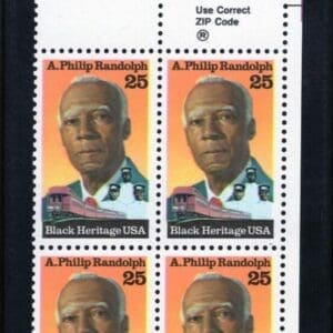 Scott# 2402 "A. PHILIP RANDOLPH-CIVIL RIGHTS" ZIP BLOCK (4) MNH