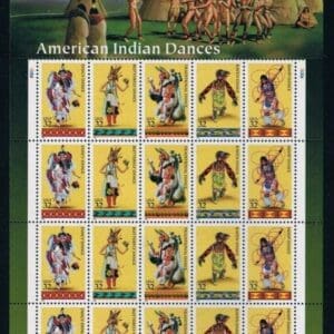 Scott# 3072-76 "AMERICAN INDIAN DANCES" FULL SHEET (20) MNH