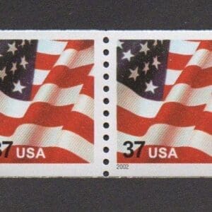 Scott# 3631 "FLAG" COIL PAIR, PERF 9.75, MNH, NICELY CENTERED